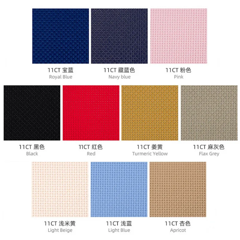 Top Quality 14CT 14ST Cotton Pre-grid Grided Cross Stitch Canvas Fabric, Color Lined Grid Embroidery Canvas