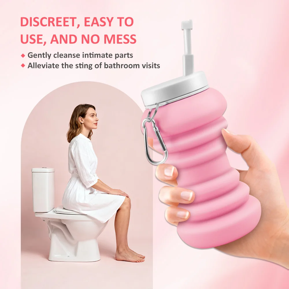 Handheld Butt Personal Washing Collapsible Travel Bidet Extra Peri Bottle for Postpartum Feminine Perineal Recovery Cleaner Care