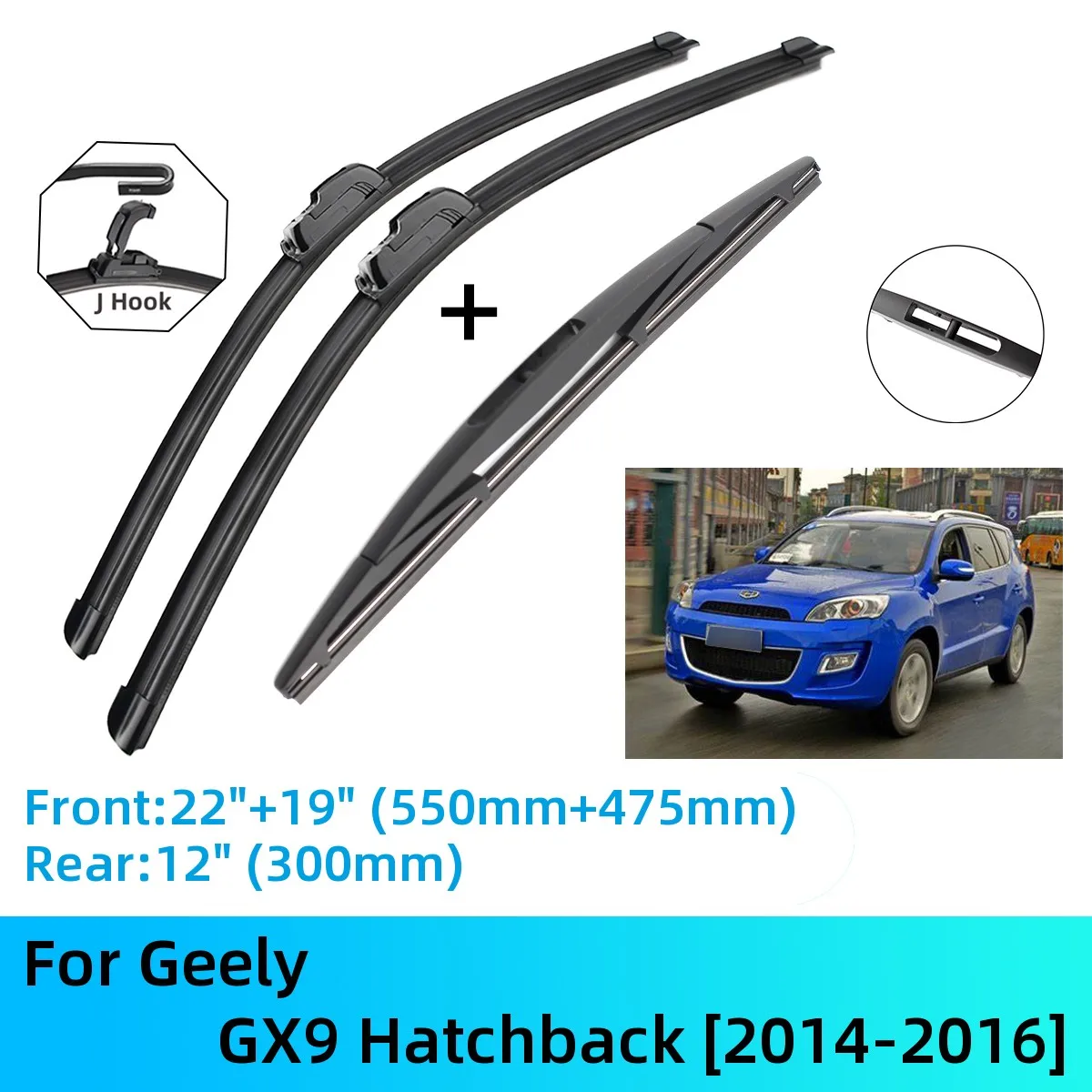 

For Geely GX9 Hatchback Front Rear Wiper Blades Brushes Cutter Accessories J U Hook 2014-2016 2014 2015 2016