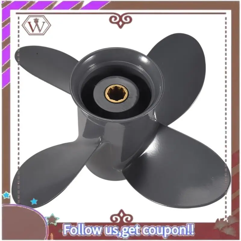 

A57E-Propeller 4 Blade 9 1/4X10 For Honda And Outboard BF8D/BF9.9D BF9.9/BF15A BF15D/BF20 8 Splines 58134-ZV4-010AH