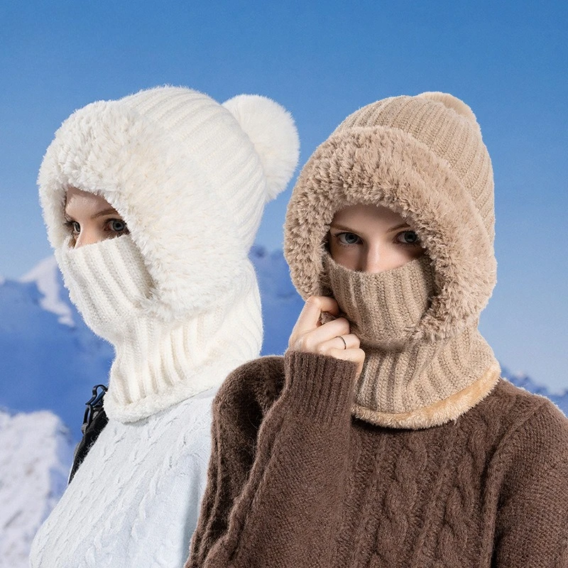 1pc Women's Knitted Warmth Set for Extreme Cold Protection, Wind and Snow Outdoor, Winter Commuting, Integrated Warmth