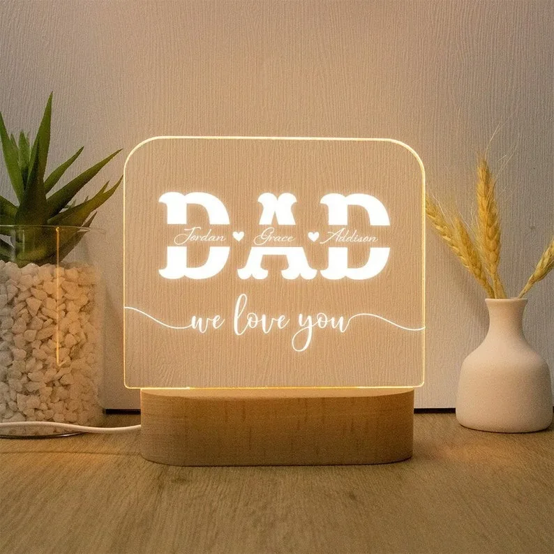 Personalized Acrylic Night Light Love 3D Acrylic Led Bedside Lamp for Home Children Table Lamp Party Decor Valentine's Day Gift