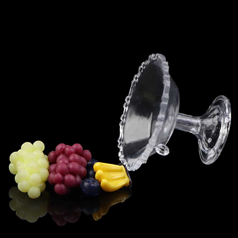 1Set 1:12 Poppenhuis Miniatuur Dessert Pan Cake Stand Fruit Lade W/Fruit Simulatie Ornament Model Huis Decor speelgoed