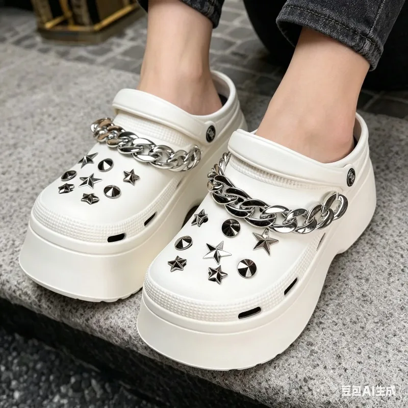 Sandalias de plataforma gruesa para mujer, zuecos, pantuflas de verano, suela suave y gruesa, zuecos DIY, zapatos de jardín, sandalias antideslizantes para playa