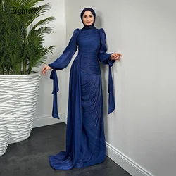 Eightree Saudi Mermaid Evening Dresses Full Sleeves High Neck Prom Gown Floor Length Formal Party Gowns Newest Customized