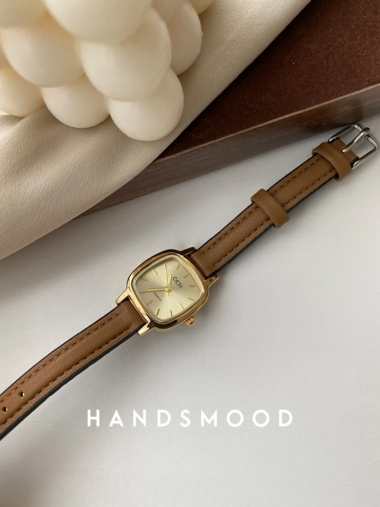 

Элегантные женские часы в стиле ретро, простые роскошные кварцевые часы с квадратным кожаным ремешком, студенческие модные часы, женский подарок для женских украшений