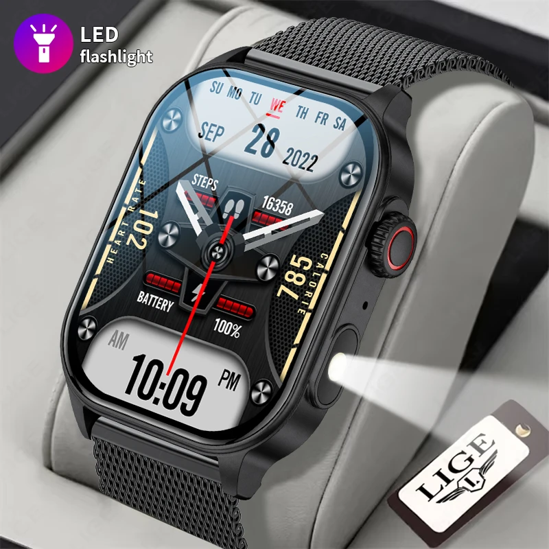 

LIGE Outdoor Smart Watch Men Women LED Flashlight Full Touch Screen Sport Fitness Watches Bluetooth Call Digital Smartwatch 2025