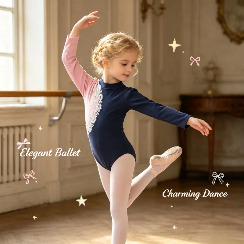 High Neck Long Sleeve Ballet Leotard Top Spring Autumn Stretch Shaping Outfit Practice Stage Wholesale Soft Premium Dance Appare