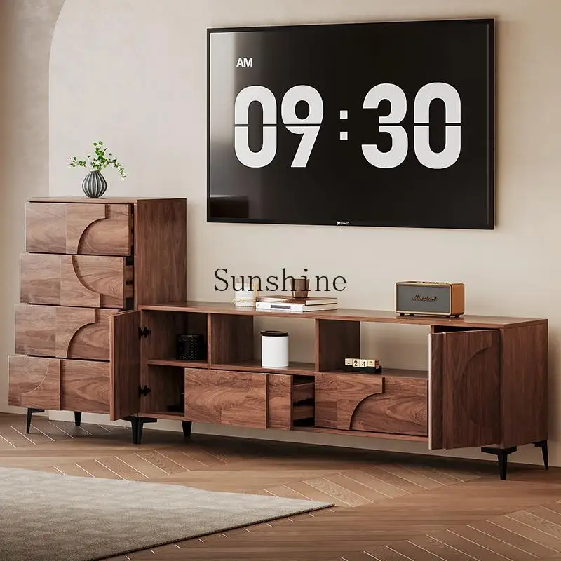 

Solid wood modern simple living room home floor storage TV cabinet