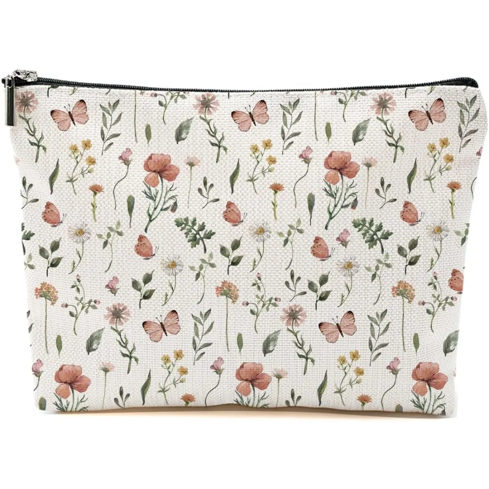 Floral Botanical Makeup Bag: Aesthetic Travel Organizer for Women and Girls, Perfect for Friendship Gifts and Celebrations