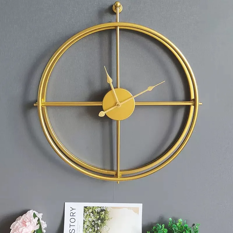 

Large Wall Clock Double-walled Square Tube Iron Silent Home Watch Simple Design Living Room Office Art Wall Decor Clock