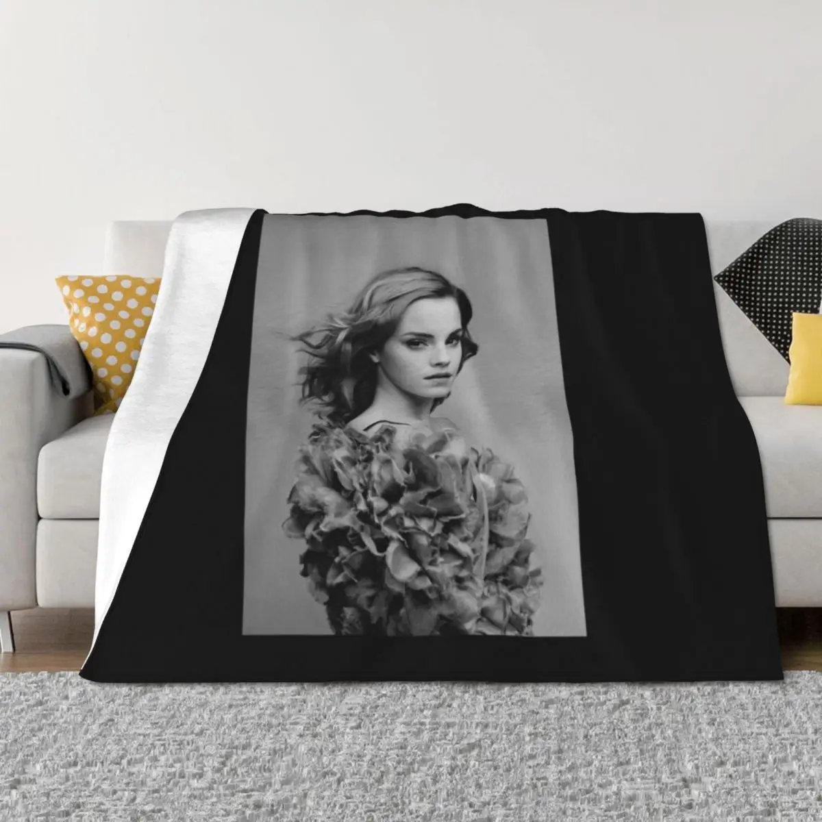 إيما واتسون تي شيرت كلاسيكي رمي بطانية زينة عيد الميلاد أشعث للأطفال بطانيات رمي كبيرة جدًا