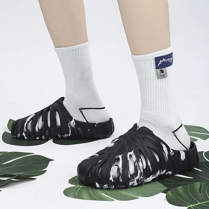 

Сандалии с отверстиями, мужская уличная пляжная обувь на платформе, дешевые жидкостные Y2k, забавные модные мужские тапочки высокого качества из ЭВА, летняя распродажа