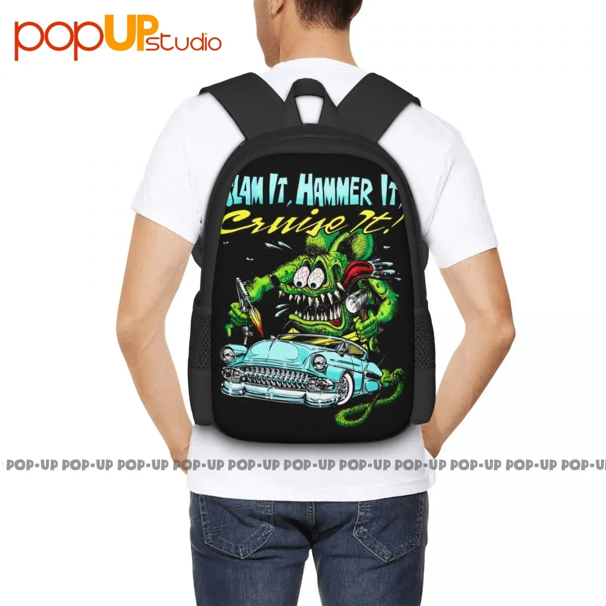 Ed Big Daddy Roth Rat Fink Slam Hammer Cruise Backpack Large Capacity Newest Shoe Bag 3d Printing Bags For Travel