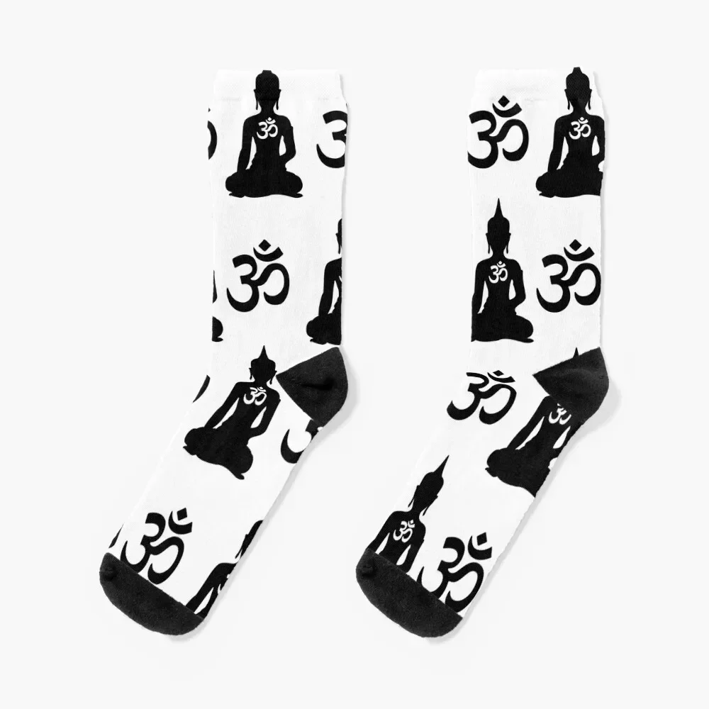 Simple Buddha with Hindu Om Symbol Socks christmas gifts winter thermal christmas stocking FASHION Socks For Men Women's