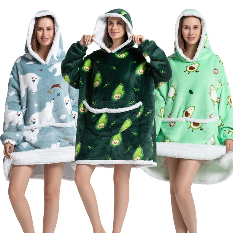 90CM Women\'s Robe Adult\'s Winter Home Wear Thick Blanket Loungewear