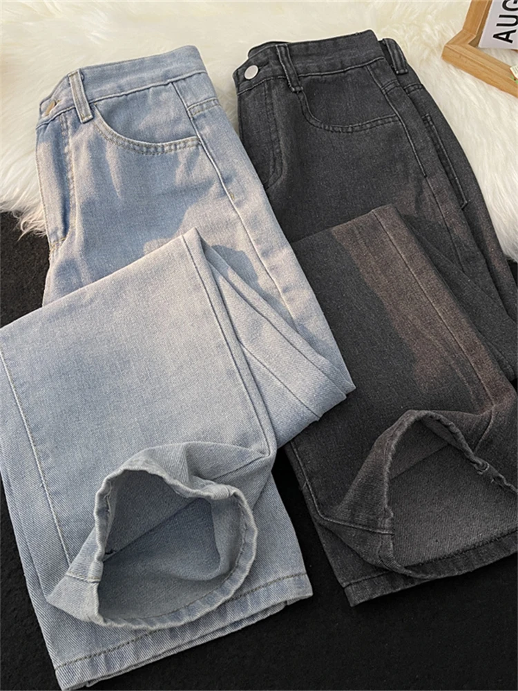 

Summer Thin Straight Leg Jeans Men's Loose High Street Washed Light Color Retro Slimming Long Trousers Casual Jeans