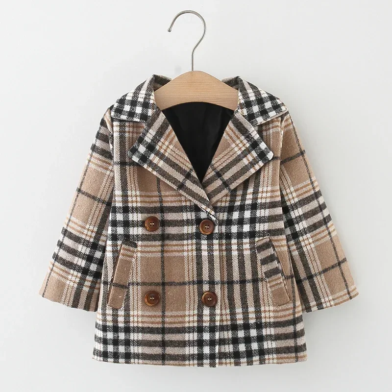 Winter New Girls' Coat Long Sleeve Cotton Coat Flower Lapel Lace Fold Button Long Sleeve Puffy Sleeve Blouse