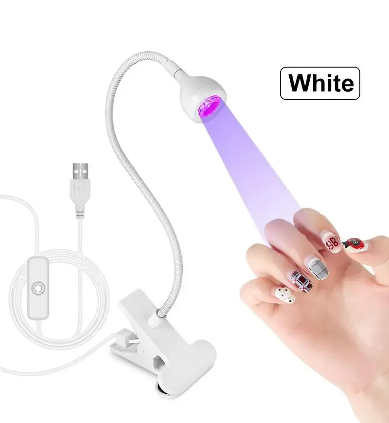 LED Nail Lamps 3W Flexible Gooseneck Lamp Quicky Dry Nail Manicure Dryer Gel Polish Curing Light for Gel Nails