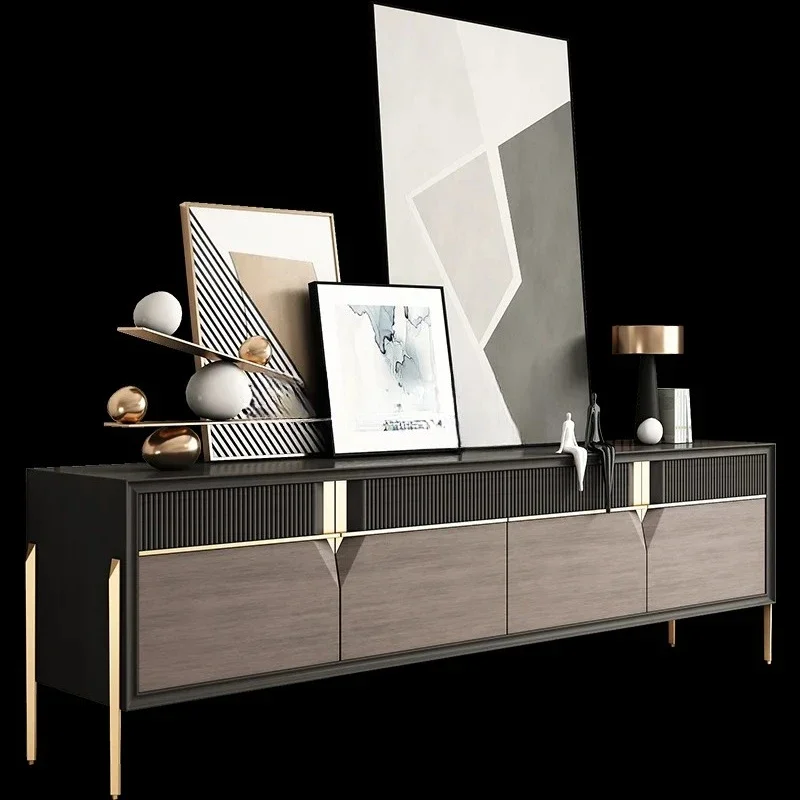 

Light luxury TV cabinet coffee table combination modern Italian style, model room coffee table living room entrance cabinet
