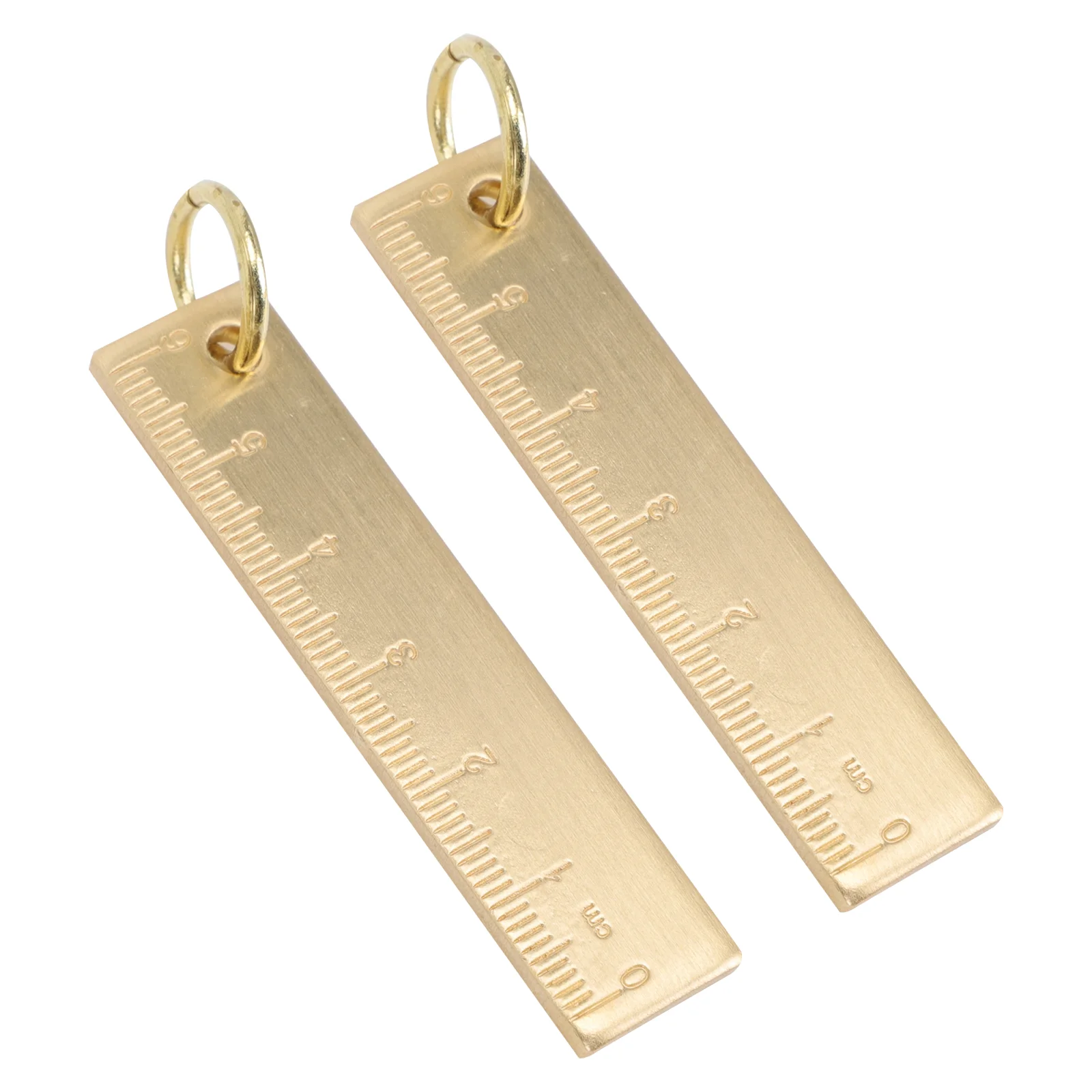 2 Pcs Metric System Copper Ruler Retro Keychain Brass Vintage Straight Decorative