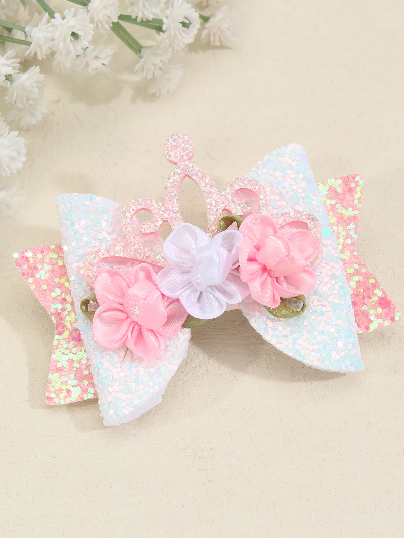 Princess Crown Hair Clips Glitter Bows Hairpin For Girls Birthday Photography Barrettes Kids Boutique Hairgrips Hair Accessories