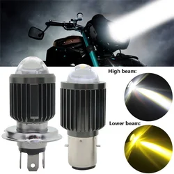 H4 LED H6 BA20D P15D LED Motorcycle Headlight Bulbs CSP Lens White Yellow Hi Lo Lamp Dual Color Moto Scooter Accessories 12V
