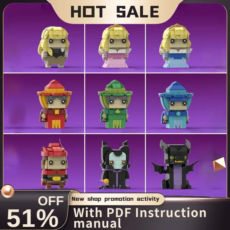 

New Popular Princess Cartoon Series Character Square Head Figures Set Model Blocks Diy Creative Ideas Kids Toys Birthday Gifts