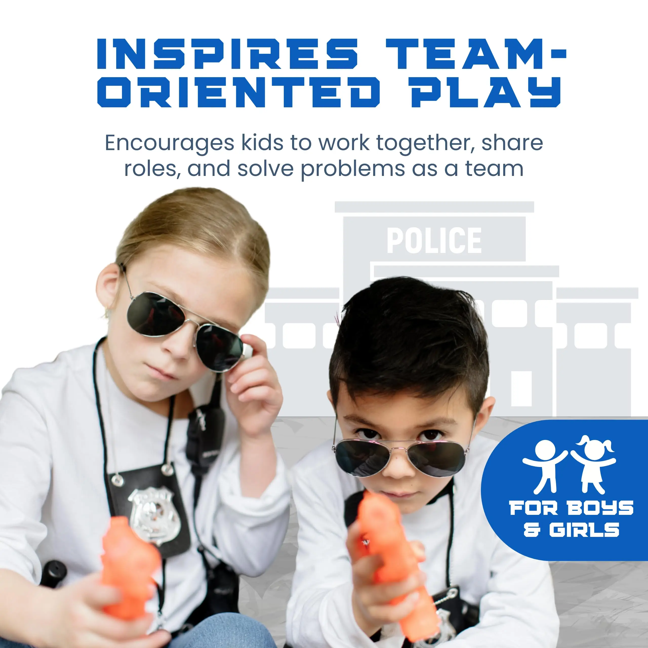 Police Officer Pretend Play Set 10-Piece Costume Accessories With Badge Belt Gun Handcuffs Halloween Role Play Kit For Ages 3–10 - Image 3