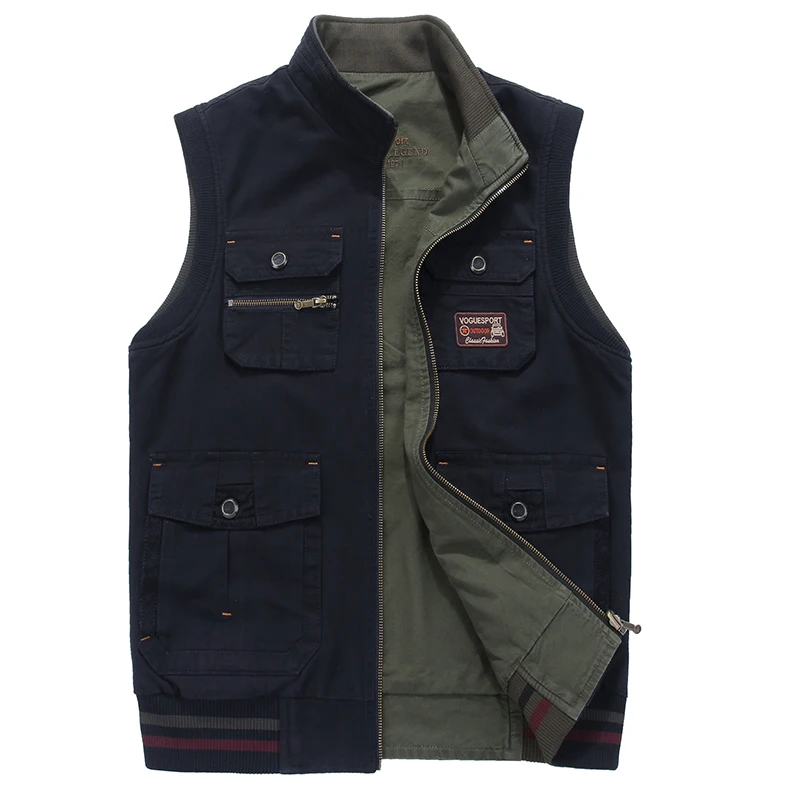 Autumn Mens Vests Sleeveless Tactical Photographer Jacket Cotton Casual Multi Pocket Vest Male Waistcoat Coat Plus Big Size 8XL