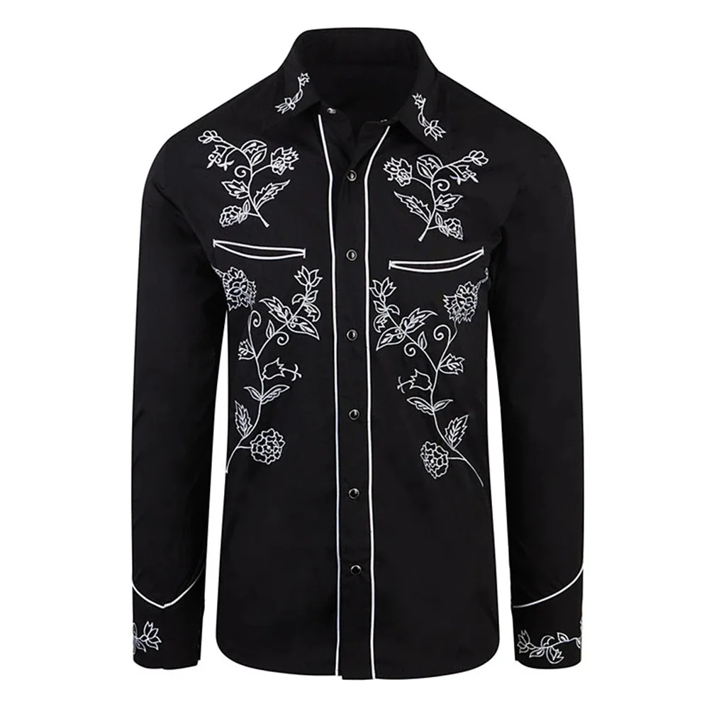 Men\'s Western Shirt Flower Pattern White Yellow Blue 3D Print Outdoor Street Long Sleeve Button Fashion Designer Casual Soft