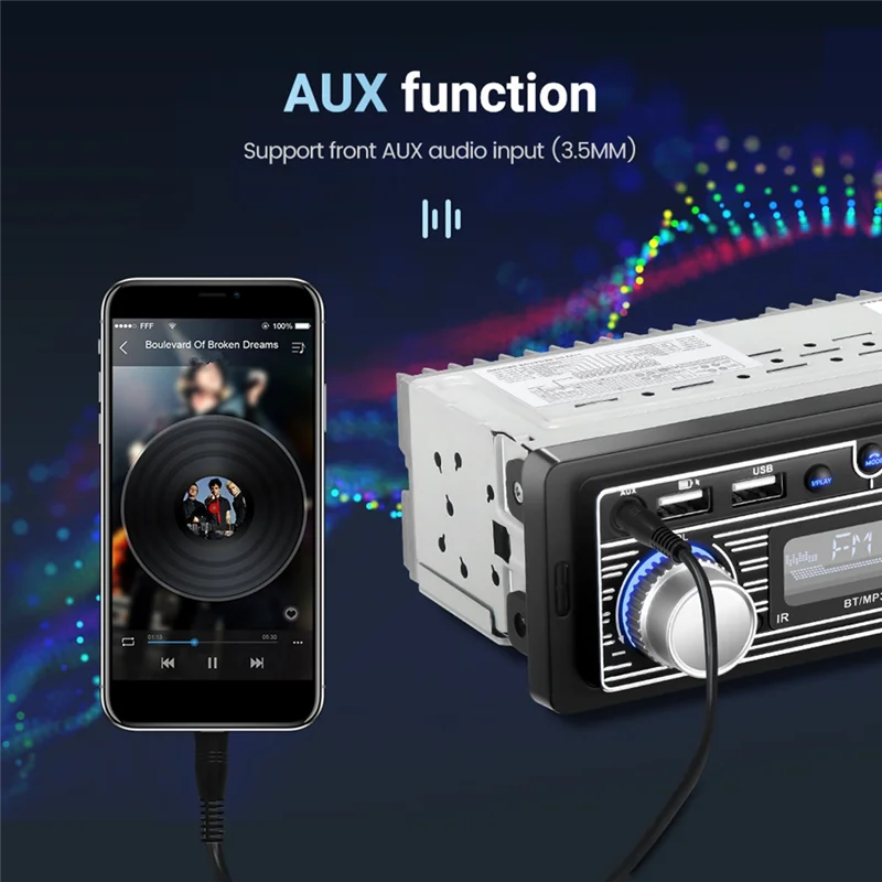 AA60-Pemutar MP3 Bluetooth Mobil, Mesin Spindel Tunggal, Radio Mobil, Pengisian Daya USB Ganda, Pemutar TF