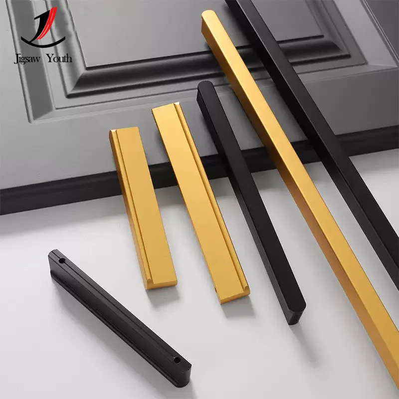 

80 мм-338 мм современная простая ручка из черного золота, дверная ручка шкафа, европейская легкая роскошная дверная ручка шкафа, мебельная фурнитура