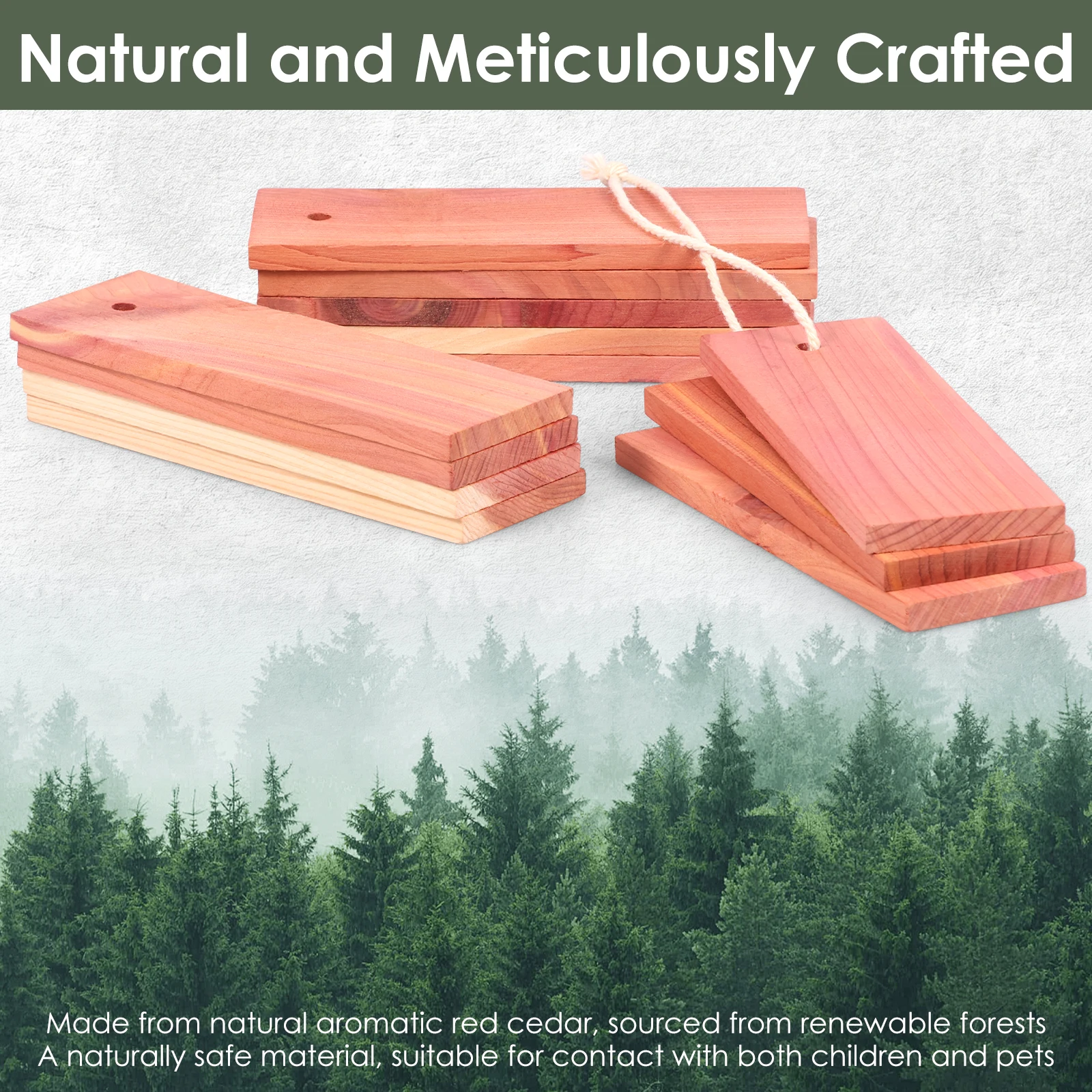12Pcs Natural Cedar Block Drawer Freshening Cedar Block Hanging Closet Aromatic Cedar Plank Camphor Insect Repellent Moth Wood