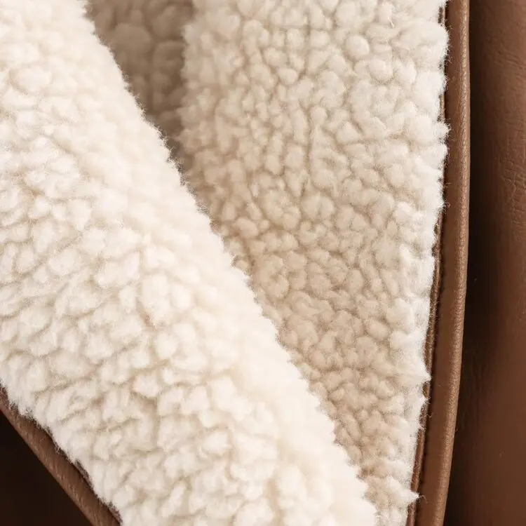 JNLEAOG خريف جديد للمرأة Faion غير النظامية مربوط الدفء الجلود الفراء ملابس خارجية متكاملة Jaet الوقوف البوليستر #4