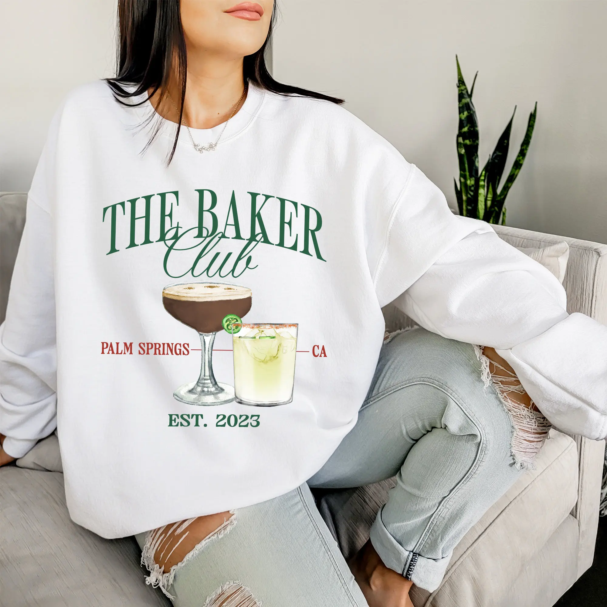 The Darby Club Nashville Tn Slogan Women Sweatshirt Vintage Cocktail Glass Print Female Clothes New Stylish Casual Girl Tops