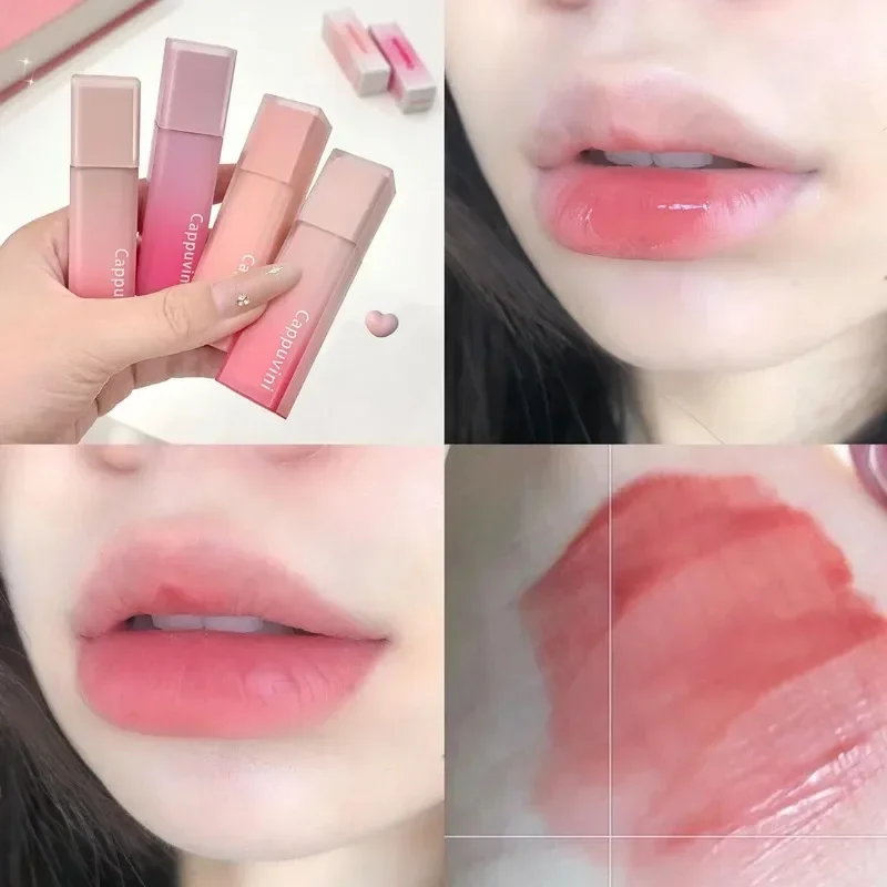 Gradientowy błyszczyk do ust z mgiełką wodną Matte Low Saturation Long Lasting Plumper Lipstick Non-Stick Cup Nude Lip Glaze Kosmetyczny makijaż