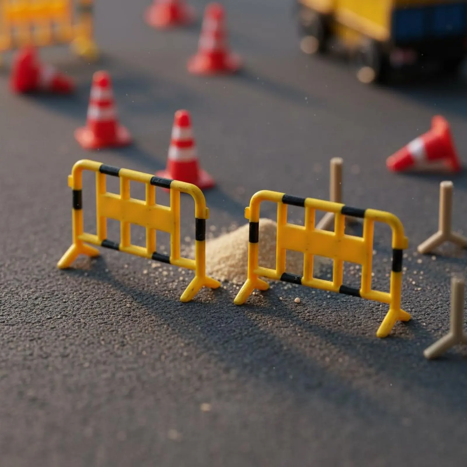 

1:64 Scale Traffic Barrier Resin Material Miniature Street Barrier Display Scene Mass Control Barrier Highly Detailed