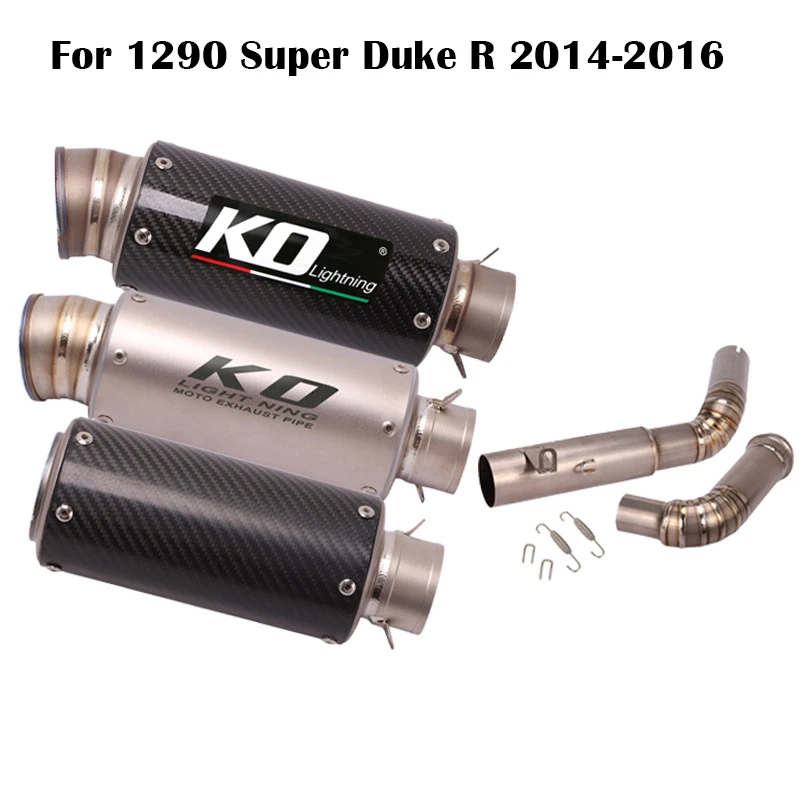 

61mm Motorcycle Exhaust System Muffler Pipe Titanium Alloy Mid Connect Link Slip On Modified For 1290 Super Duke R 2014-2016