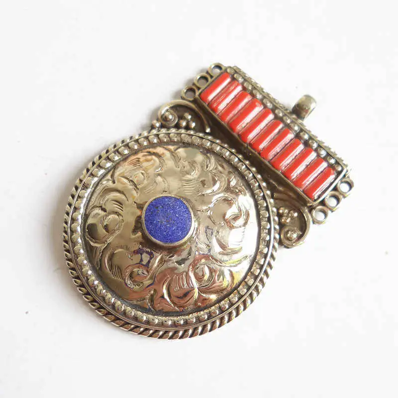 معدن النحاس الأبيض مطعمة قلادة كبيرة الأزياء والمجوهرات الهندية TBP014 #2