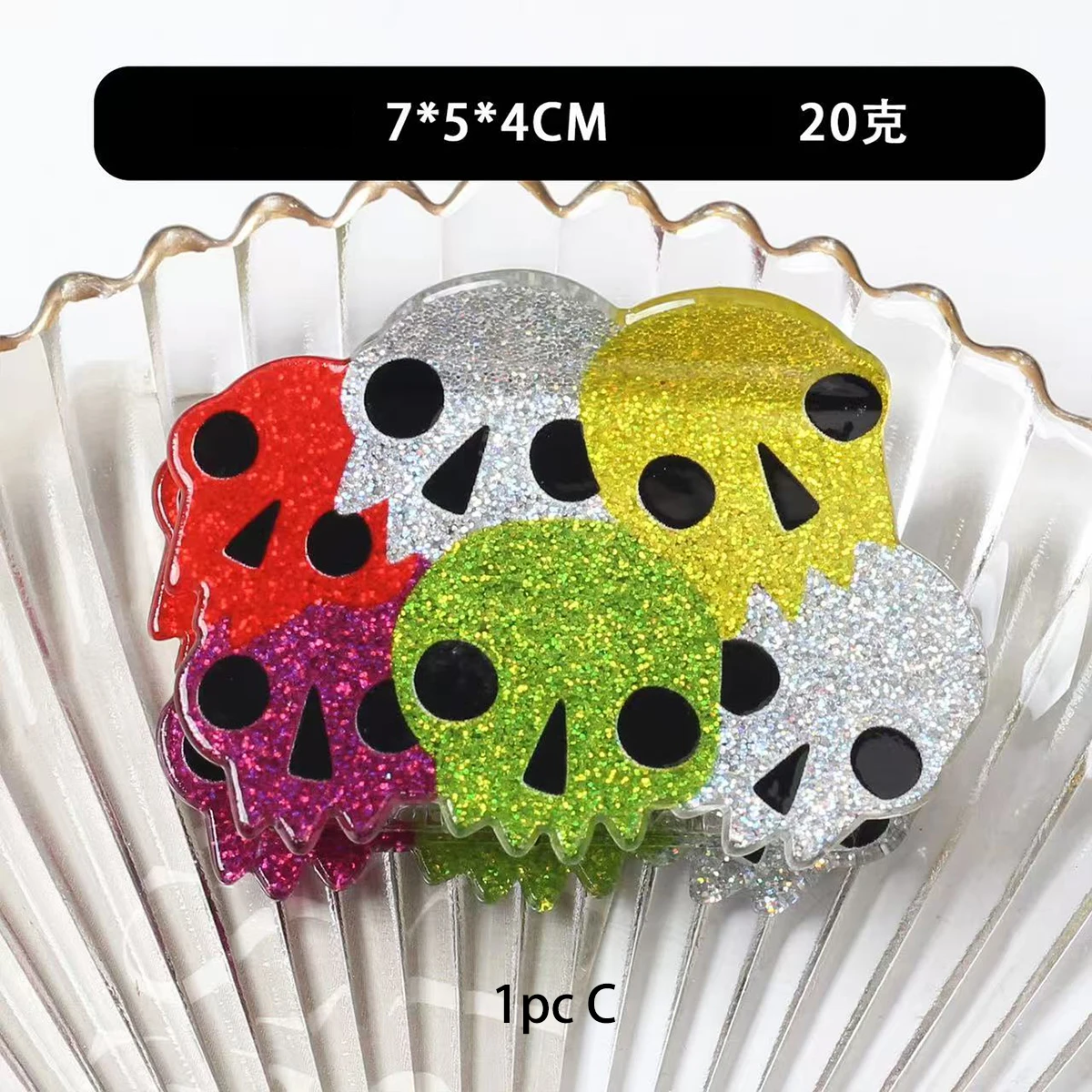 1 Stück Halloween-Haarspange, gruselige Cartoon-Magie-Buch-Clip, Teufel-Geist-Schädel-Klauen-Clip, Herz-Haar-Accessoire – Detail 6