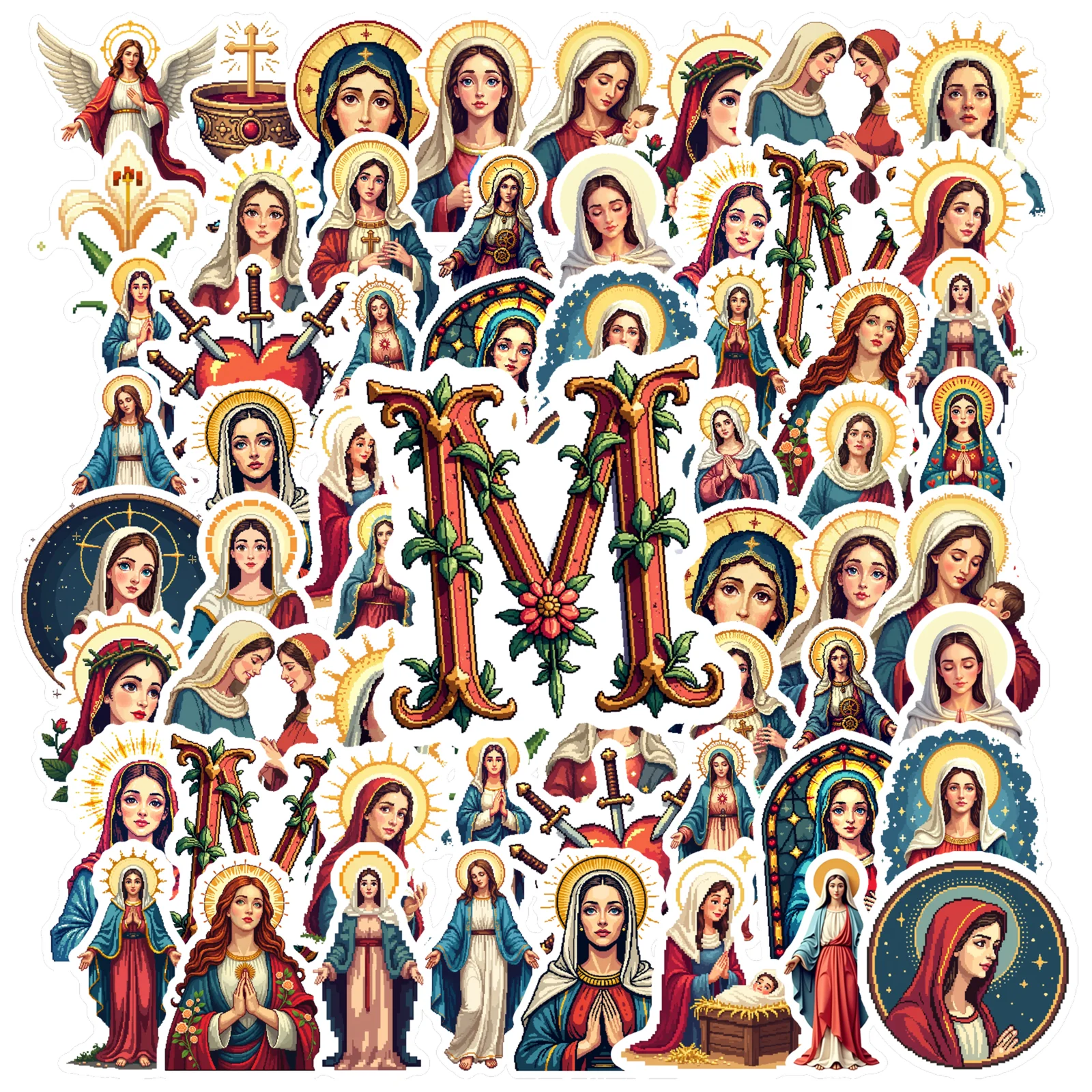35pcs-100pcs Vintage Christianity Stickers Artistic Saints Stationery Stickers Religious Stickers For DIY Phone Laptop