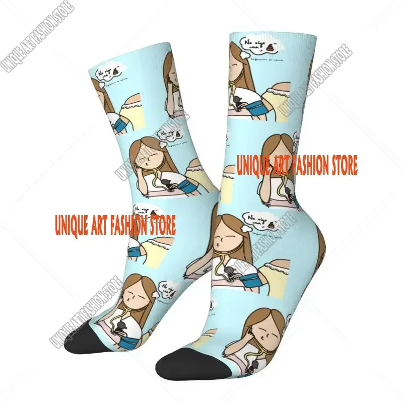 Cool Printing Enfermera En Apuros Doctor Nurse Medical Socks for Men Women Male Stretchy Summer Autumn Winter Crew Socks