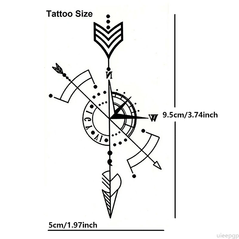 Wodoodporna tymczasowa naklejka na tatuaż kompas Roman zegar mały tatuaże do ciała Flash tatuaż fałszywy tatuaż dla kobiet mężczyzn
