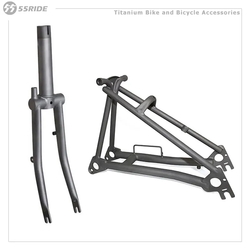 

Titanium Gr9 Aviation Material Frameset, Foldable Bike Front Fork and Triangle, Original Size, 16 Inch, for Adult