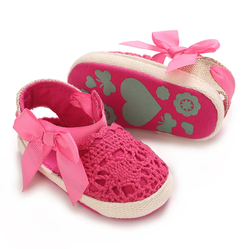 Chaussures d'été pour nouveau-né de 0 à 18 mois, sandales pour bébé fille, princesse, nœud fleuri, semelle en coton, première chaussure de marche