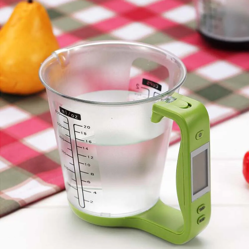 

Electronic Measuring Cup 1000g 1g LCD Display Food Scale Green Digital Ideal for Coffee Beverage Drinks Cooking Child