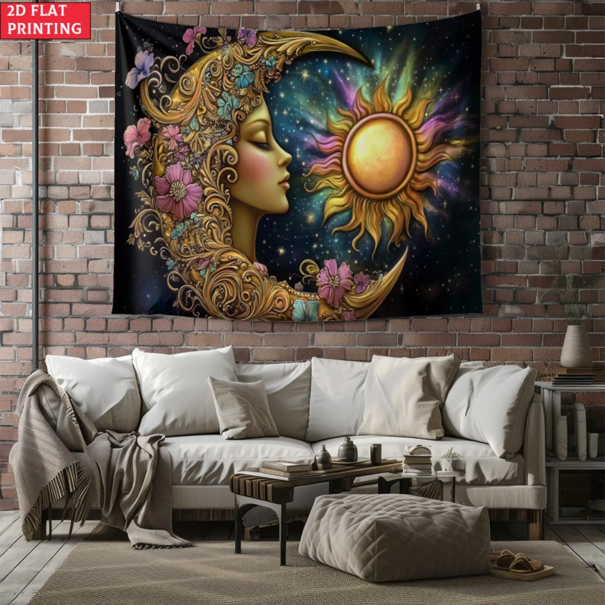unframed Sun Moon Goddess Celestial Art Cosmic Fantasy Tapestry Wall Hanging Astrology Mythology Boho Decor Space Art Starry Nig