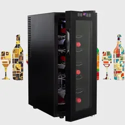 Refrigerador de vino pequeño silencioso barato, refrigerador de bodega de vino de 12 botellas, gabinete de vino de enfriamiento termoeléctrico