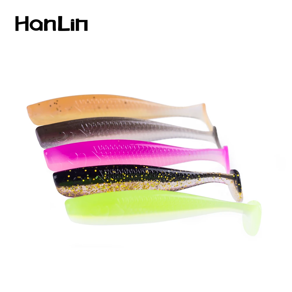 Hanlin 10/20 pcs Fishing Lures 70mm/2.8g Soft Swimbait Silicone Artificial Wobblers Double Color Baits Bass Pike Fishing Tackle